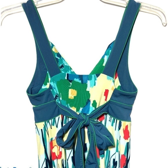 BCBG Max Azria Spring Garden Floral Sun Dress Empire Waist Tie Back - Picture 7 of 9